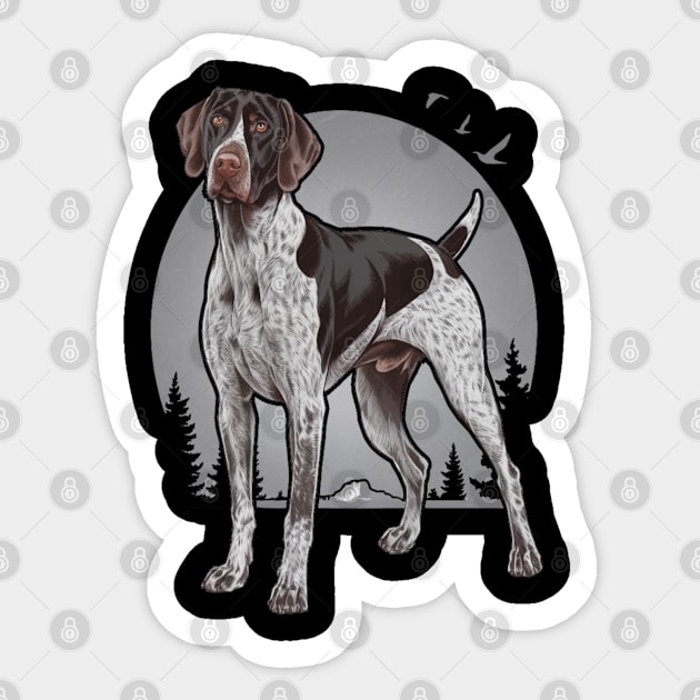 German Shorthaired Pointer, A Loyal Hunter’s Companion in Stunning Artwork Sticker by Pixel Threads 